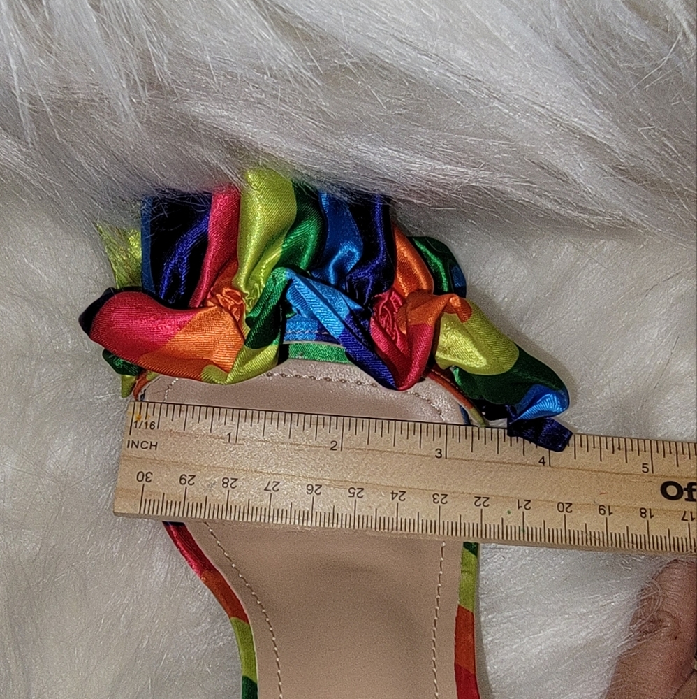 Rainbow color striped heel with ankle strap - Picture 7 of 8